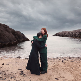 Fashion shoot in Reykjavik, Iceland, featured on Vogue, two models