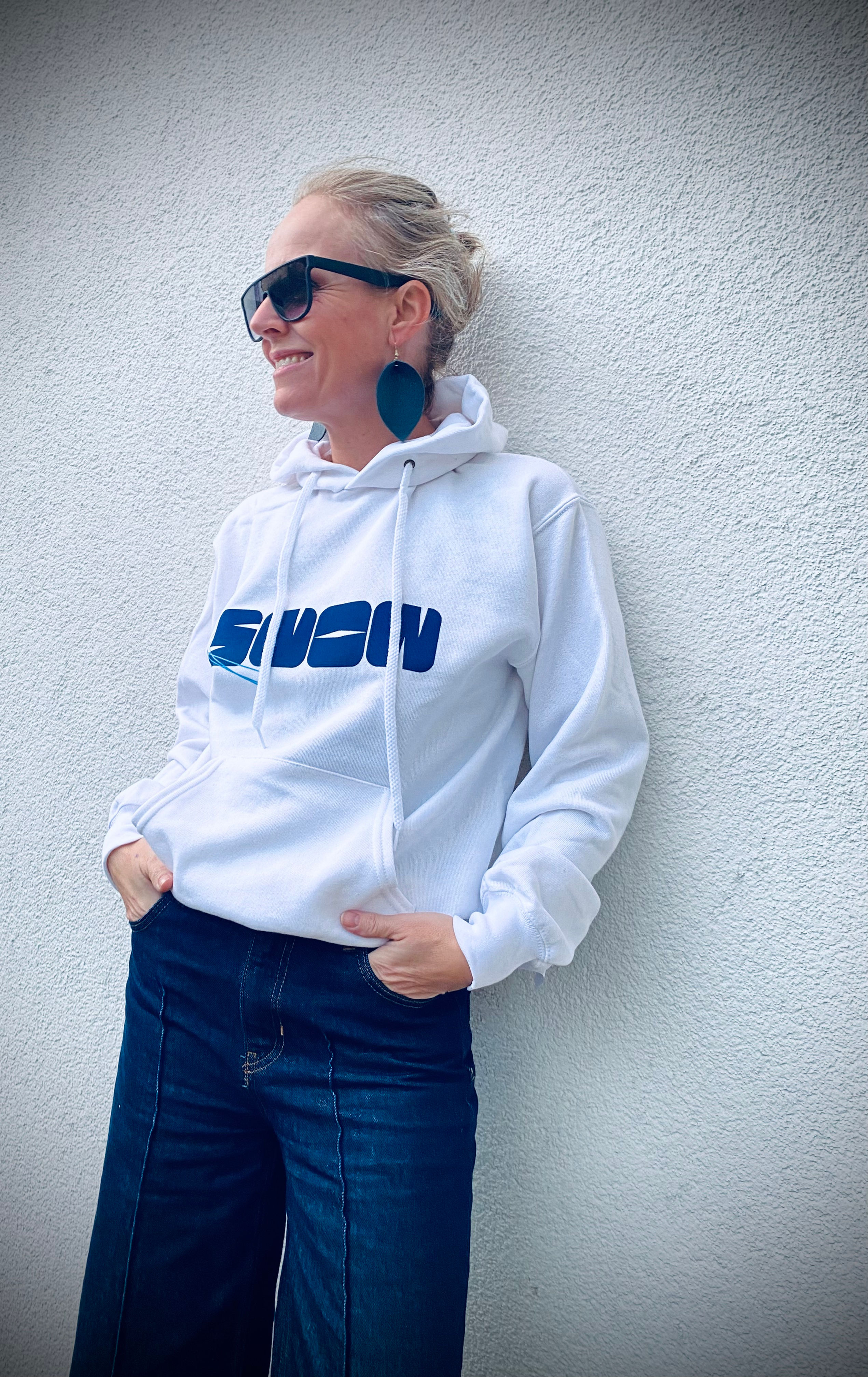 HOODIE SNOW blau/weiss