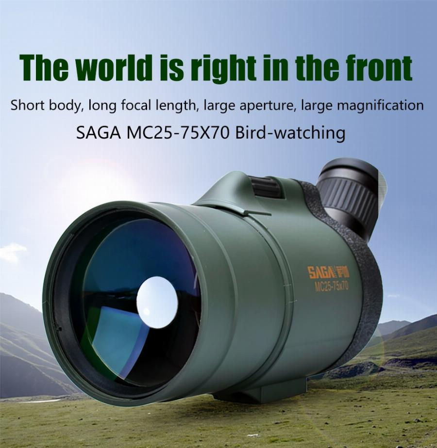 Miniaturebillede: Saga 25-75x70mm Maksutov Spotting Scope Multicoated BAK-4 Bird Watching Waterpro