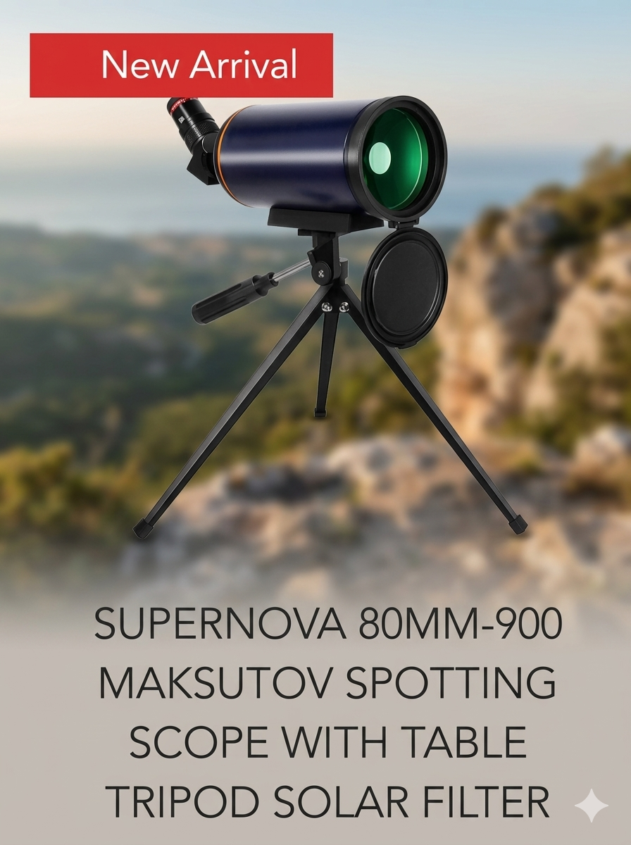 SUPERNOVA 80MM-900 MAKSUTOV SPOTTING SCOPE WITH TABLE TRIPOD SOLAR FILTER