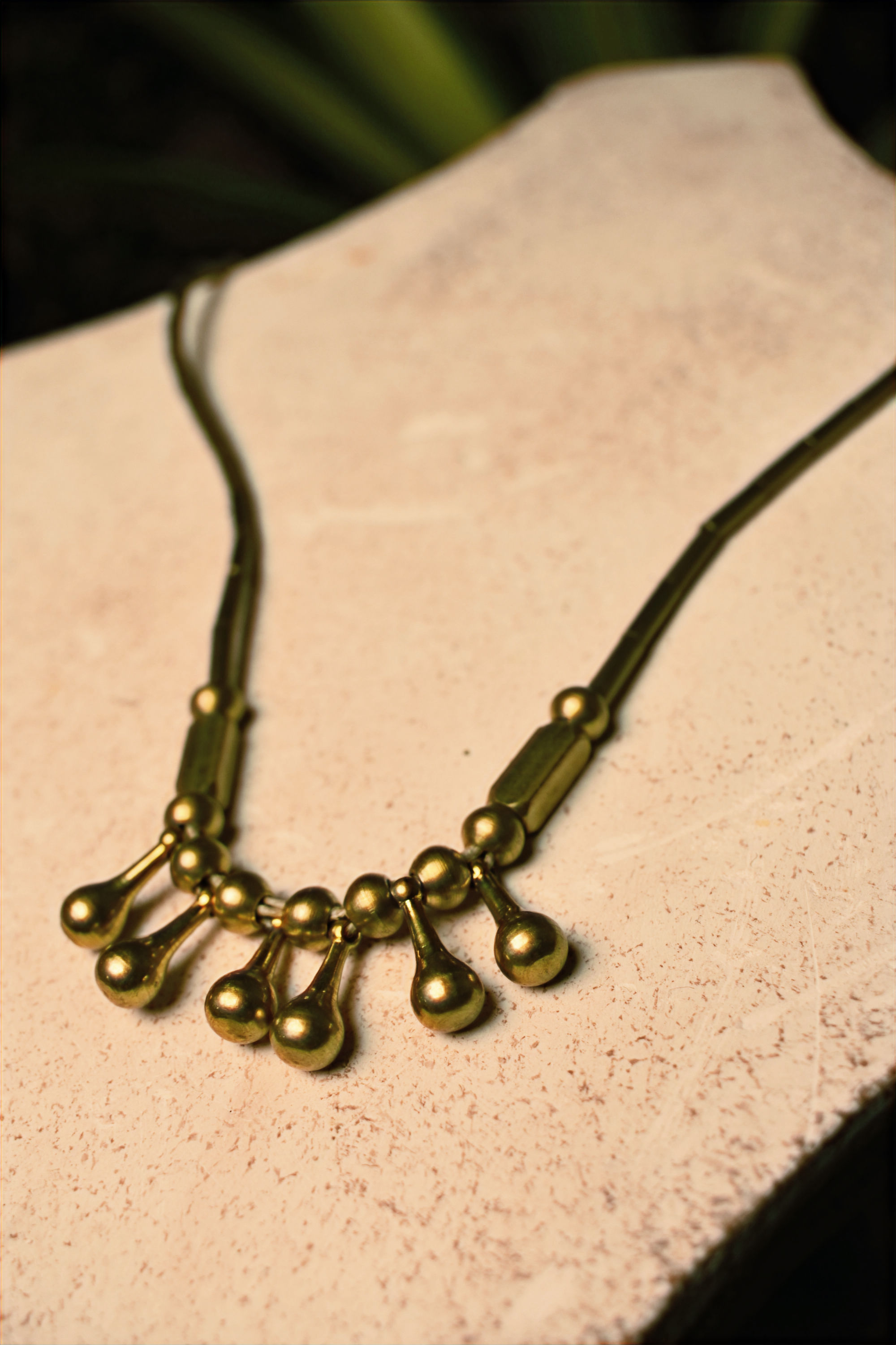 Adjustable Brass Teardrop Necklace