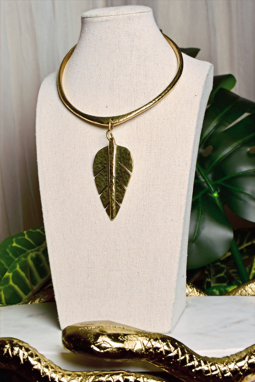 Thumbnail: Brass Wild Leaf Neck Piece