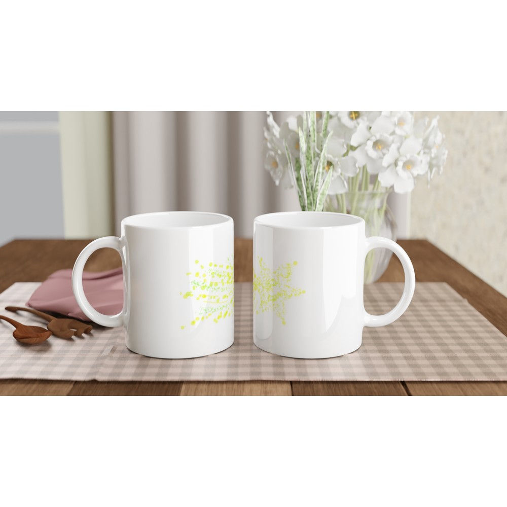 Taza de cerámica blanca de 11 oz estrella navideña abstracta