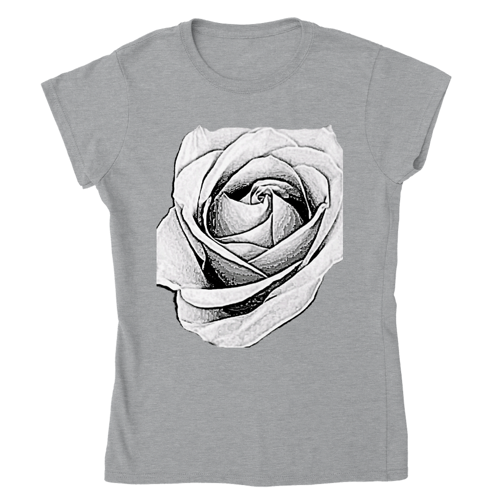 Miniatura: Camiseta de Rosa de cuello redondo mujer clásica