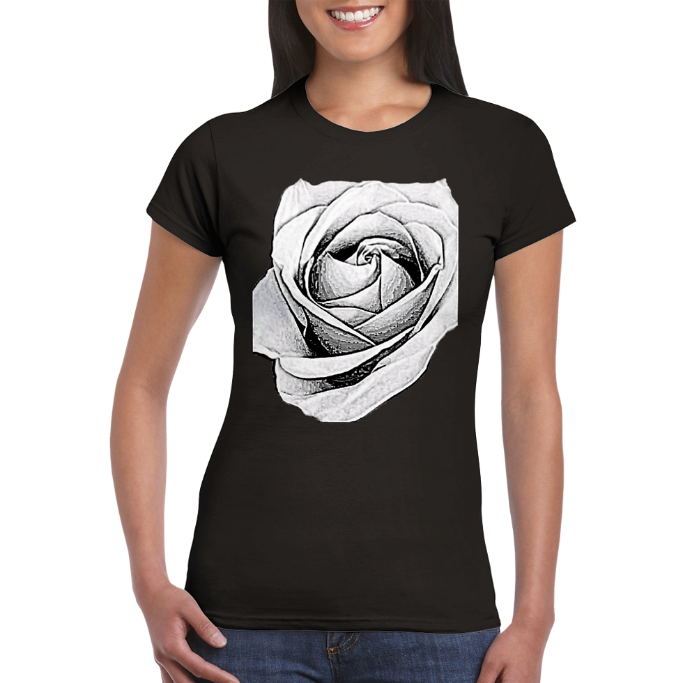 Miniatura: Camiseta de Rosa de cuello redondo mujer clásica
