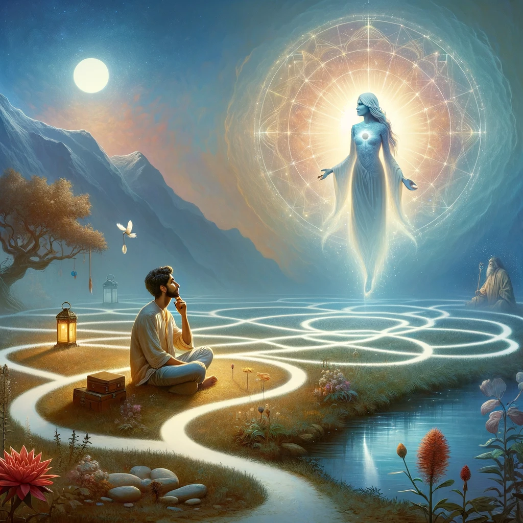 Meditator talking to his spirit guide