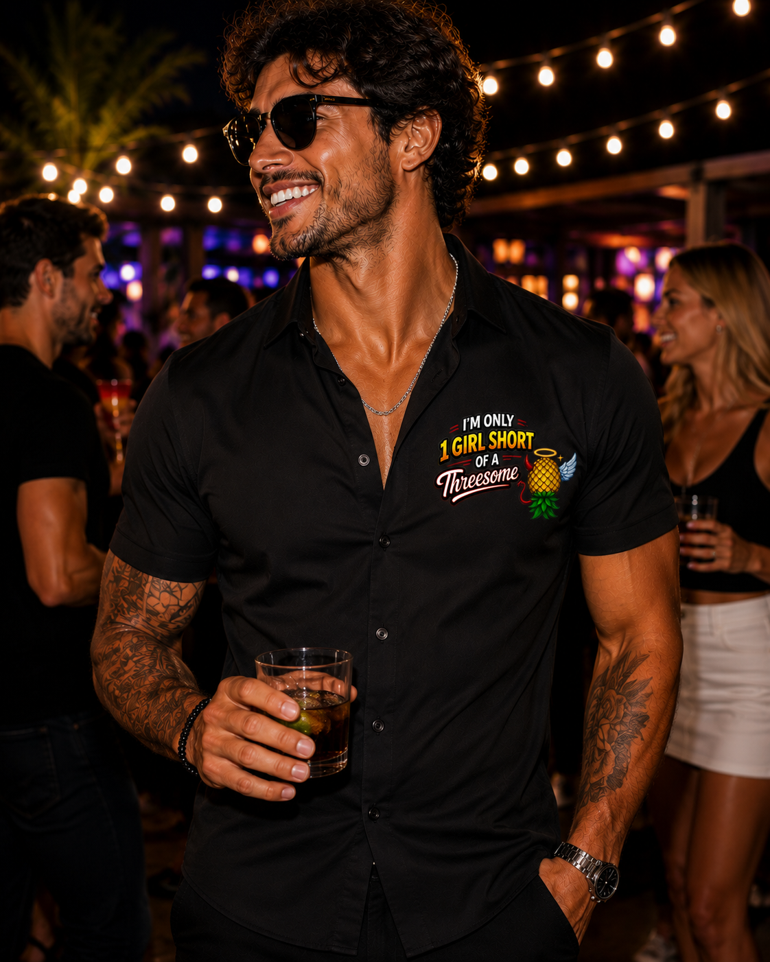 Swinger Lifestyle Company Dress Shirt "I'm Only 1 Girl Short of a Threesome"