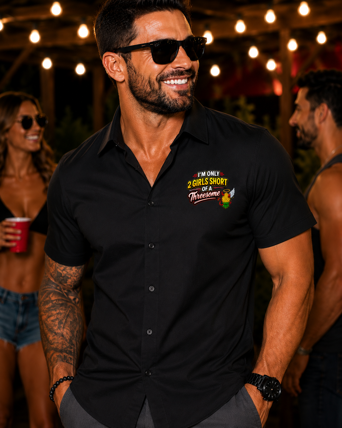 Swinger Lifestyle Company Dress Shirt "I'm Only 2 Girls Short of a Threesome"