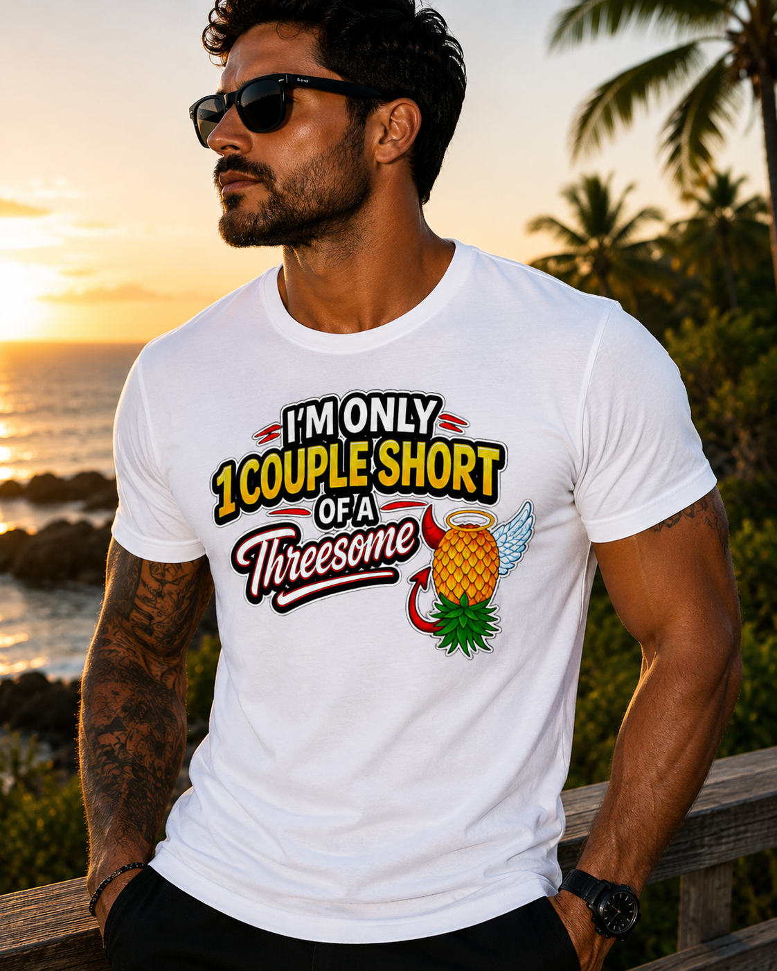 Swinger Lifestyle Company T-Shirt "I'm Only 1 Couple Short of a Threesome" FULL
