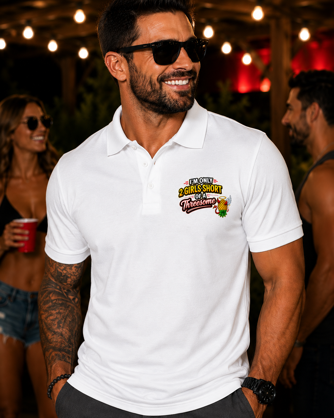 Swinger Lifestyle Company Polo Shirt "I'm Only 2 Girls Short of a Threesome"