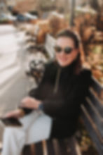 Nadine Keller sitting on a park bench