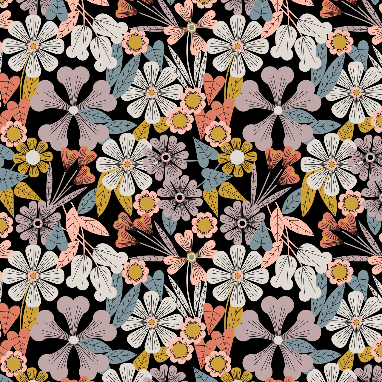 Dashwood Studio Birdsong Fabric Floral Black BSONG2358