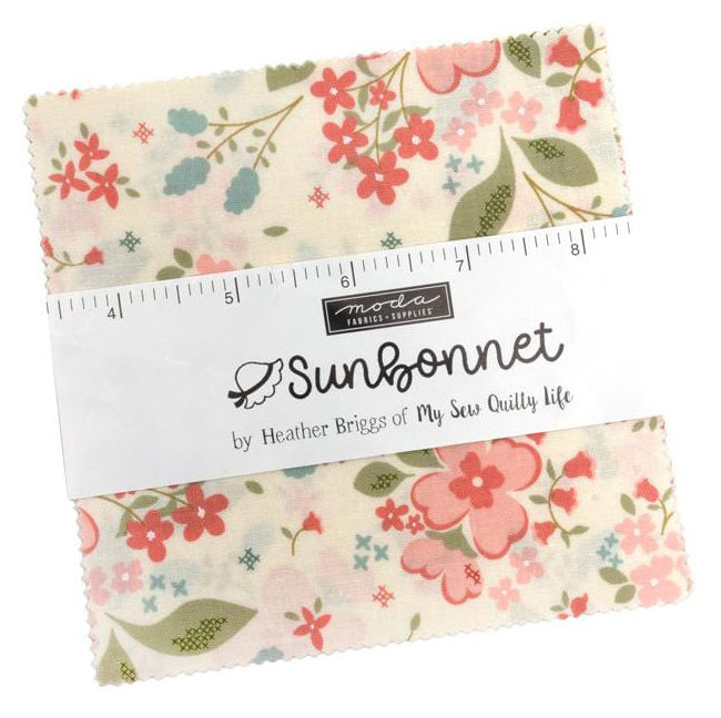 stack of floral fabric squares