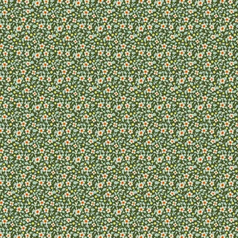 green fabric with yellow small flower print