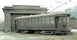 Shore Line Electric Railway car No.2 before Carhouse on Water St. Photo from Cummings 2007