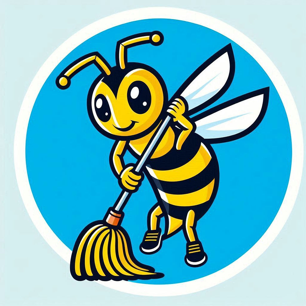 An image of a friendly wasp, sweeping. To playfully illustrate the idea of OWASP keeping code lean.