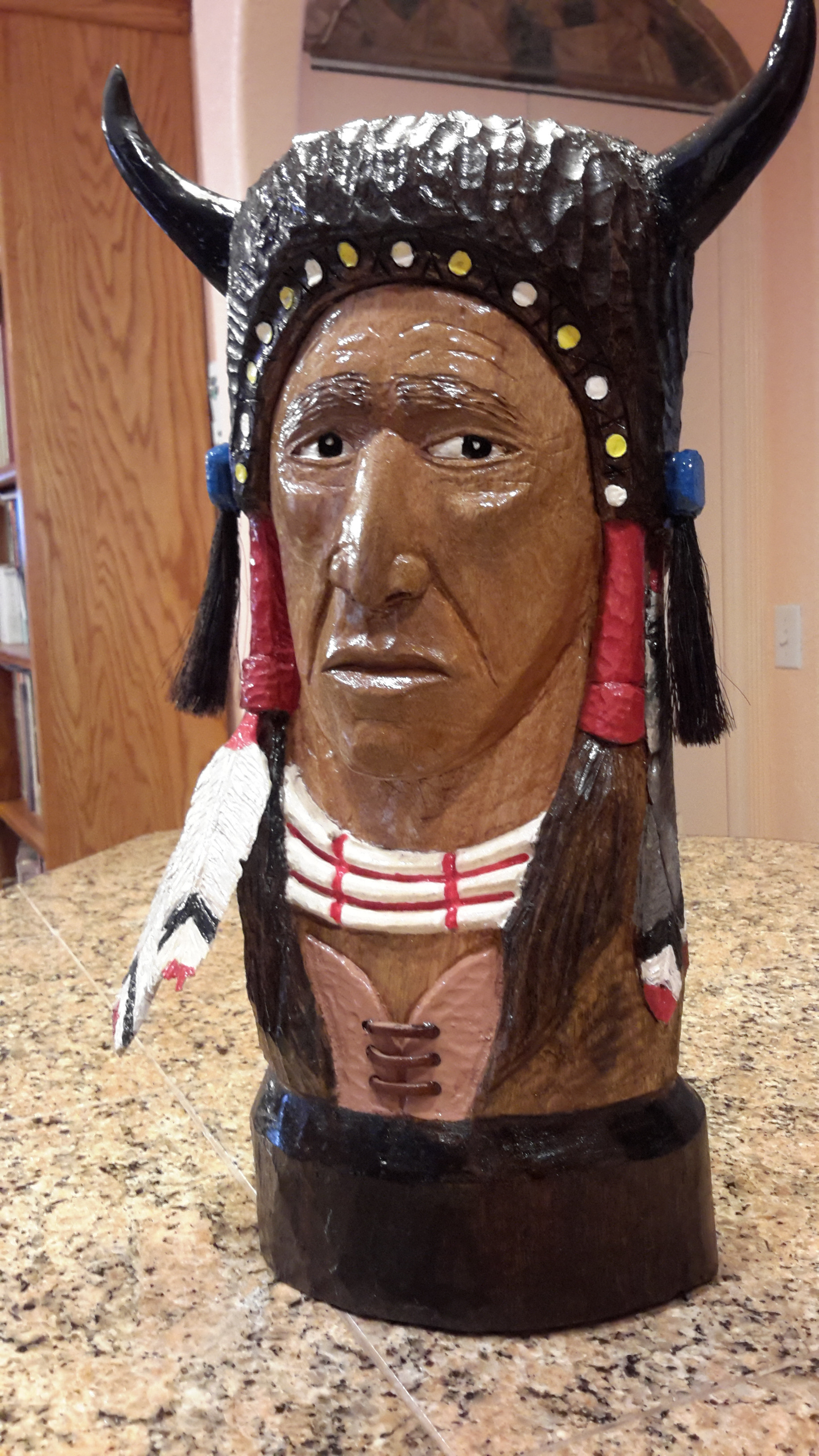 Native American carving. Cherokee Chief "Lame Buffalo"