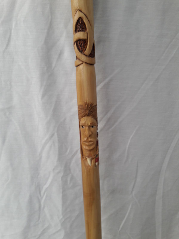 Thumbnail: Mohawk Indian chief "One With The Wind" Native American. Hiking staff 55".
