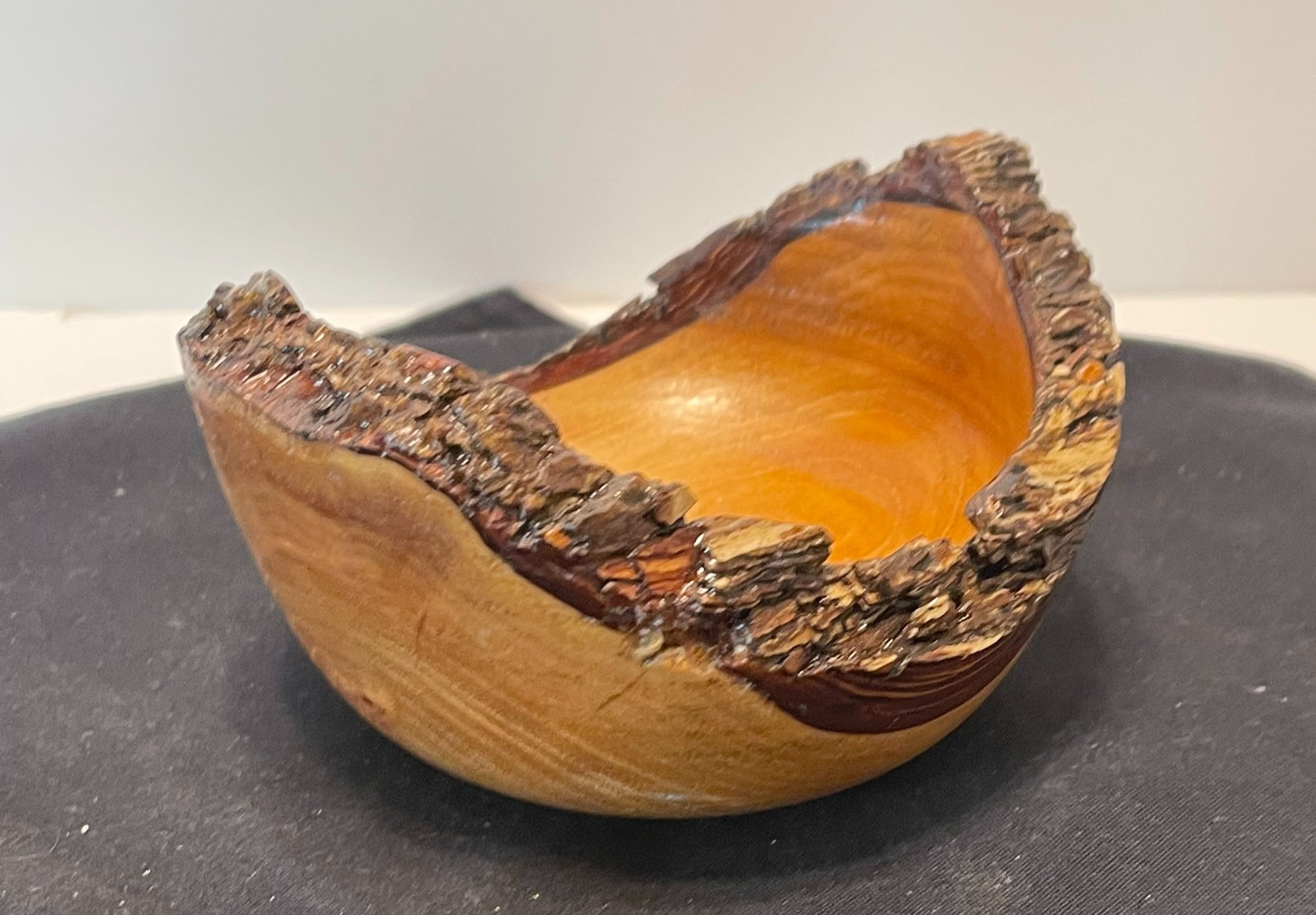 This is a 7" x 7" Live Edge with Bark Ash wood Special Bowl! Unique creation, fo