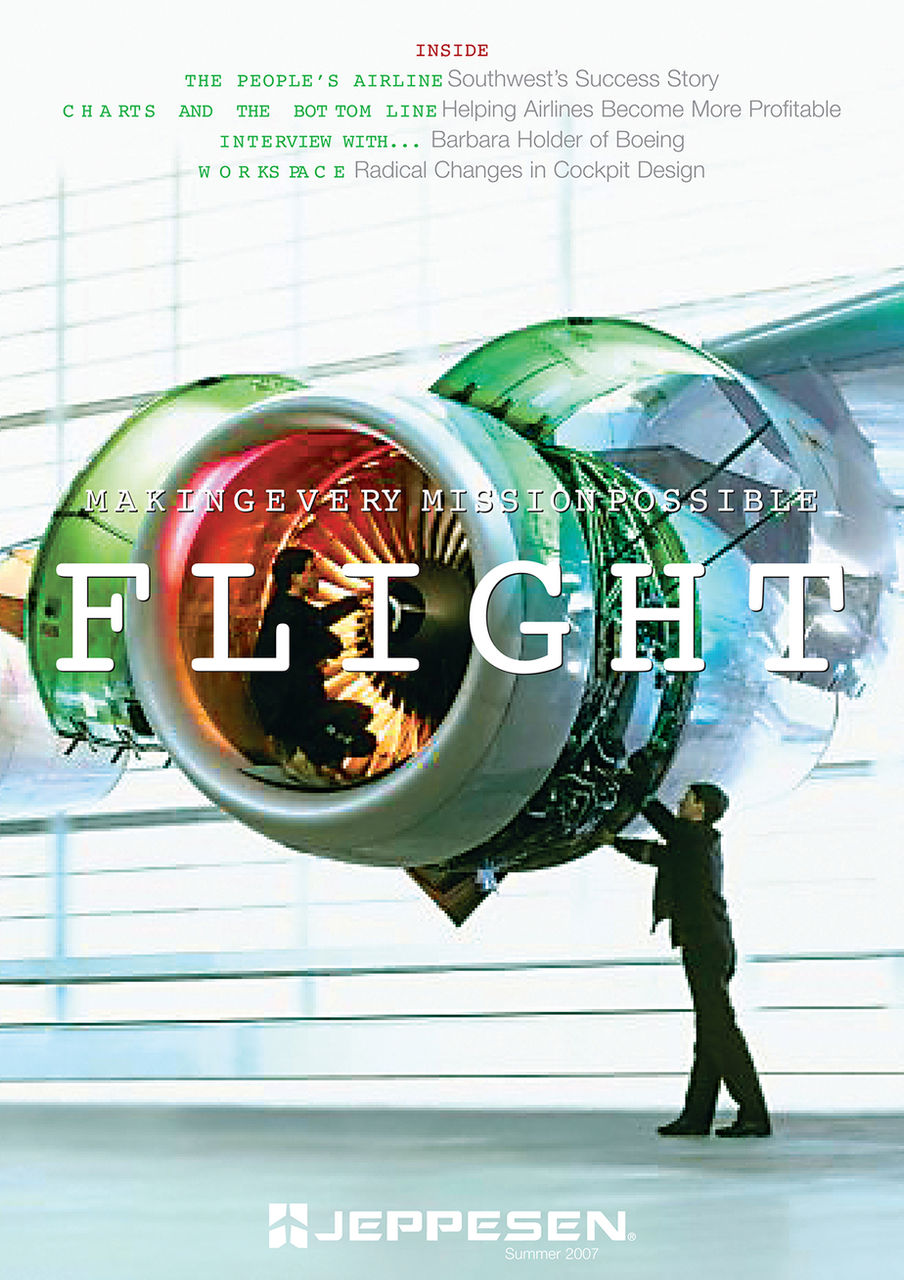 Flight magazine cover concept for Jeppesen.