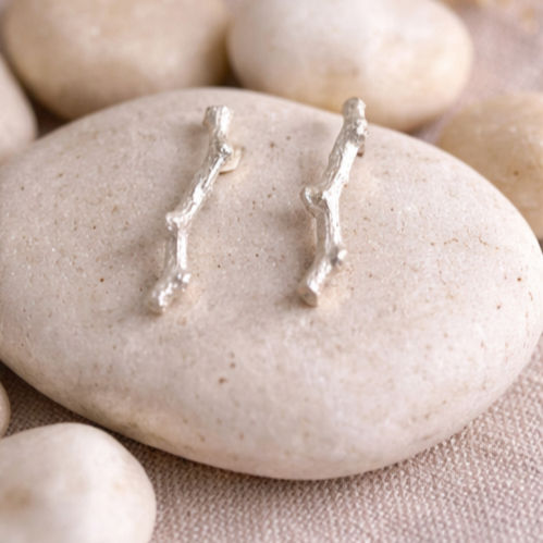 תמונה ממוזערת: עגילי ענף כסף – עגילים צמודים בהשראת הטבע