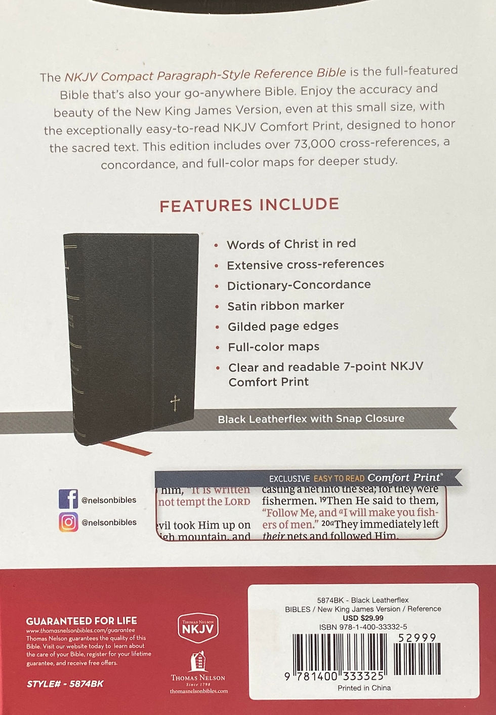 Thumbnail: NKJV Compact Bible Cross Reference Editon Leatherflex with Magnetic Flap