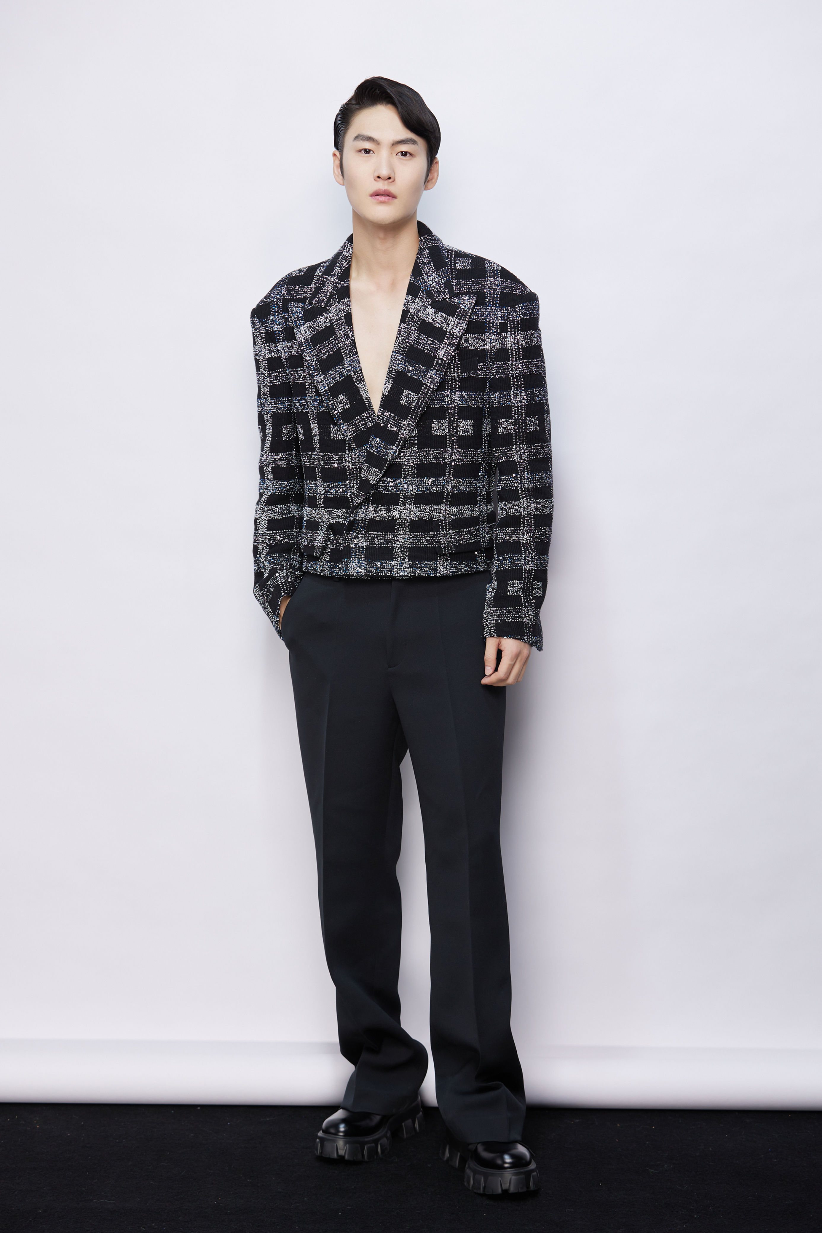 Heavy Beaded Diagonal Soft Twill Suit