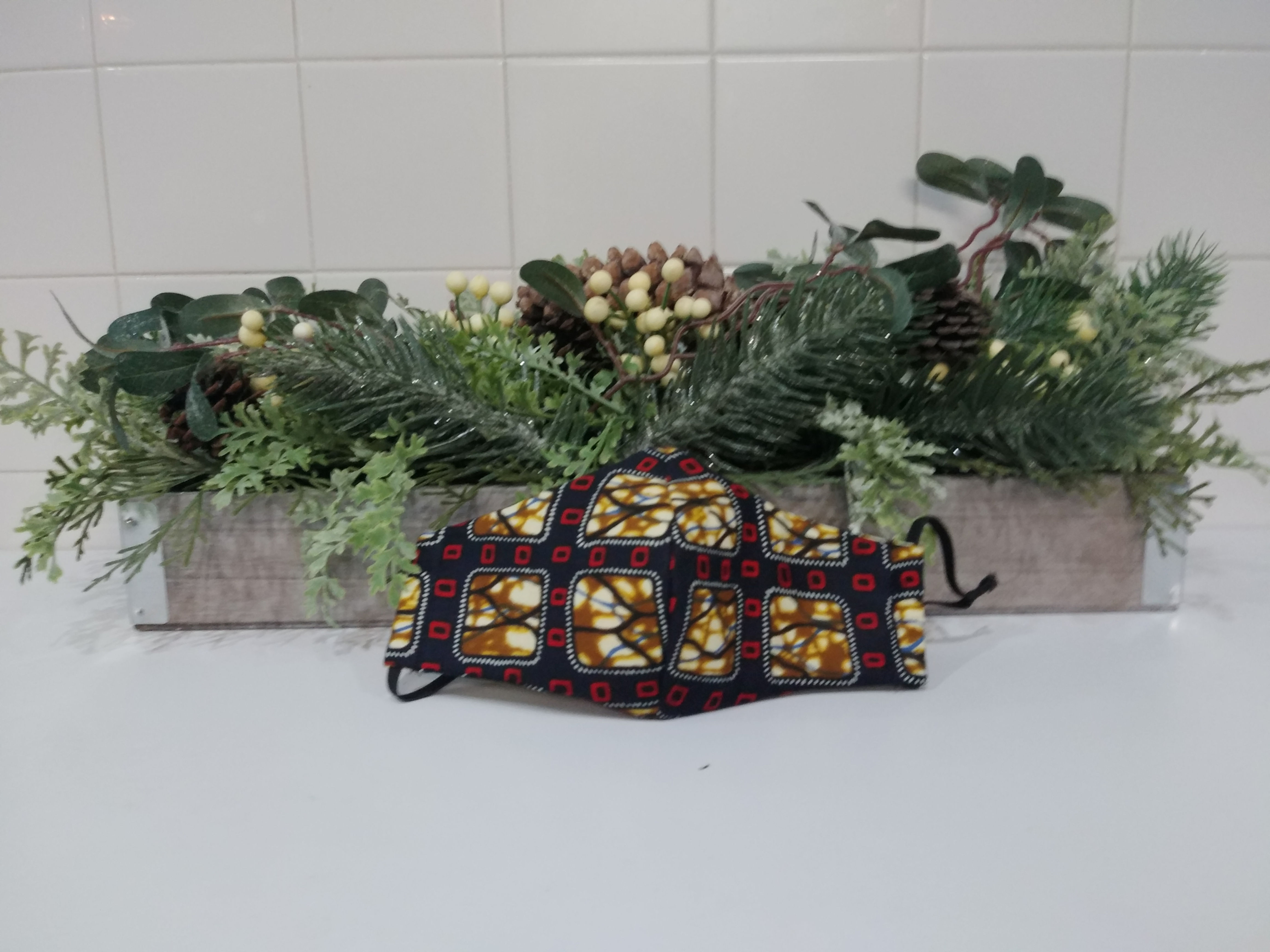 Kids Slim Fit Navy Blue, Gold, and Red COVID-19 Mask