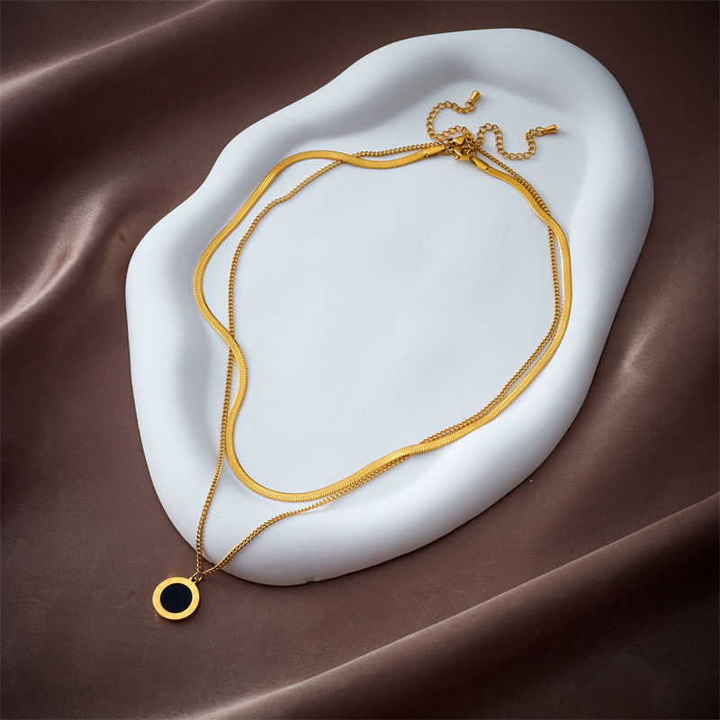 Thumbnail: # Midnight Muse – Gold-Tone Black Pendant Necklace