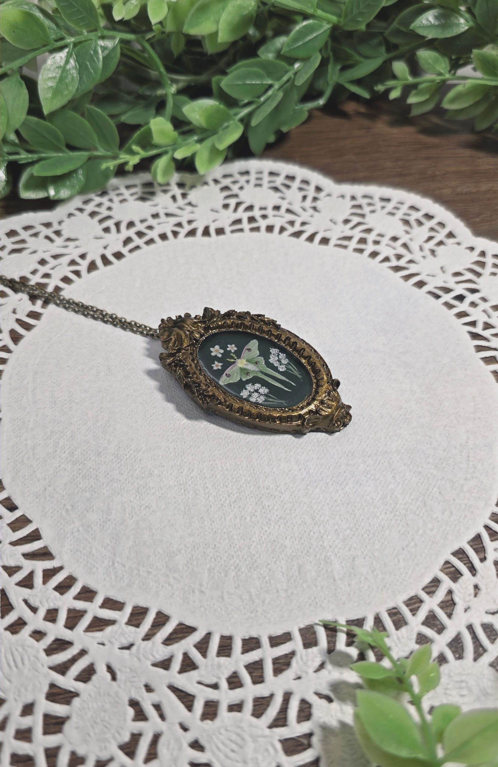 Luna Moth Frame Necklace