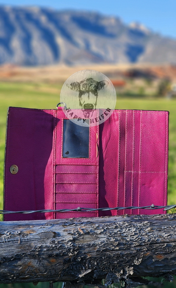 Thumbnail: Pink Boot-Stitch and Leather Cowhide Wallet/Crossbody 