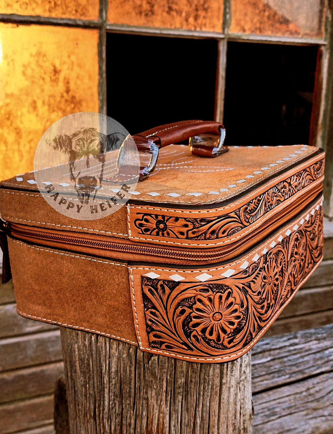 Tan Boot-Stitch Jewelry Case 