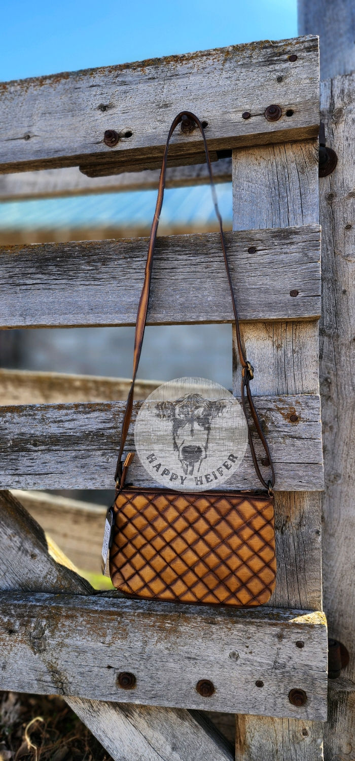 Thumbnail: Quilted Boot-Stitch Leather Crossbody 