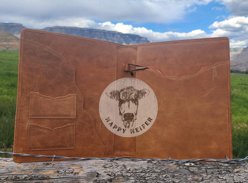 Thumbnail: Tan Western Handtooled Leather and Cowhide Portfolio 
