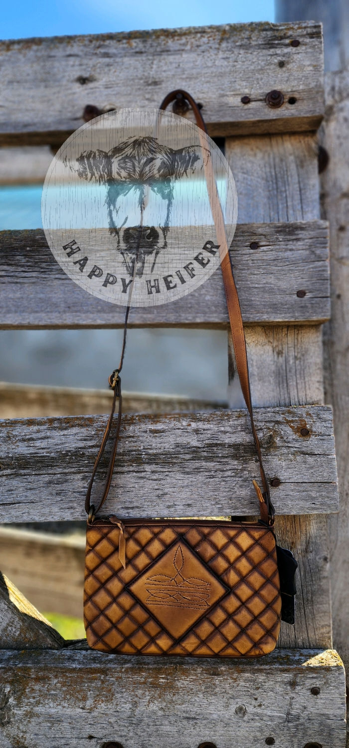 Thumbnail: Quilted Boot-Stitch Leather Crossbody 