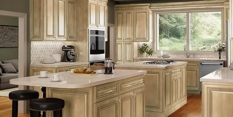 Signature Series raised panel custom cabinets by All Pro Painting Plus.