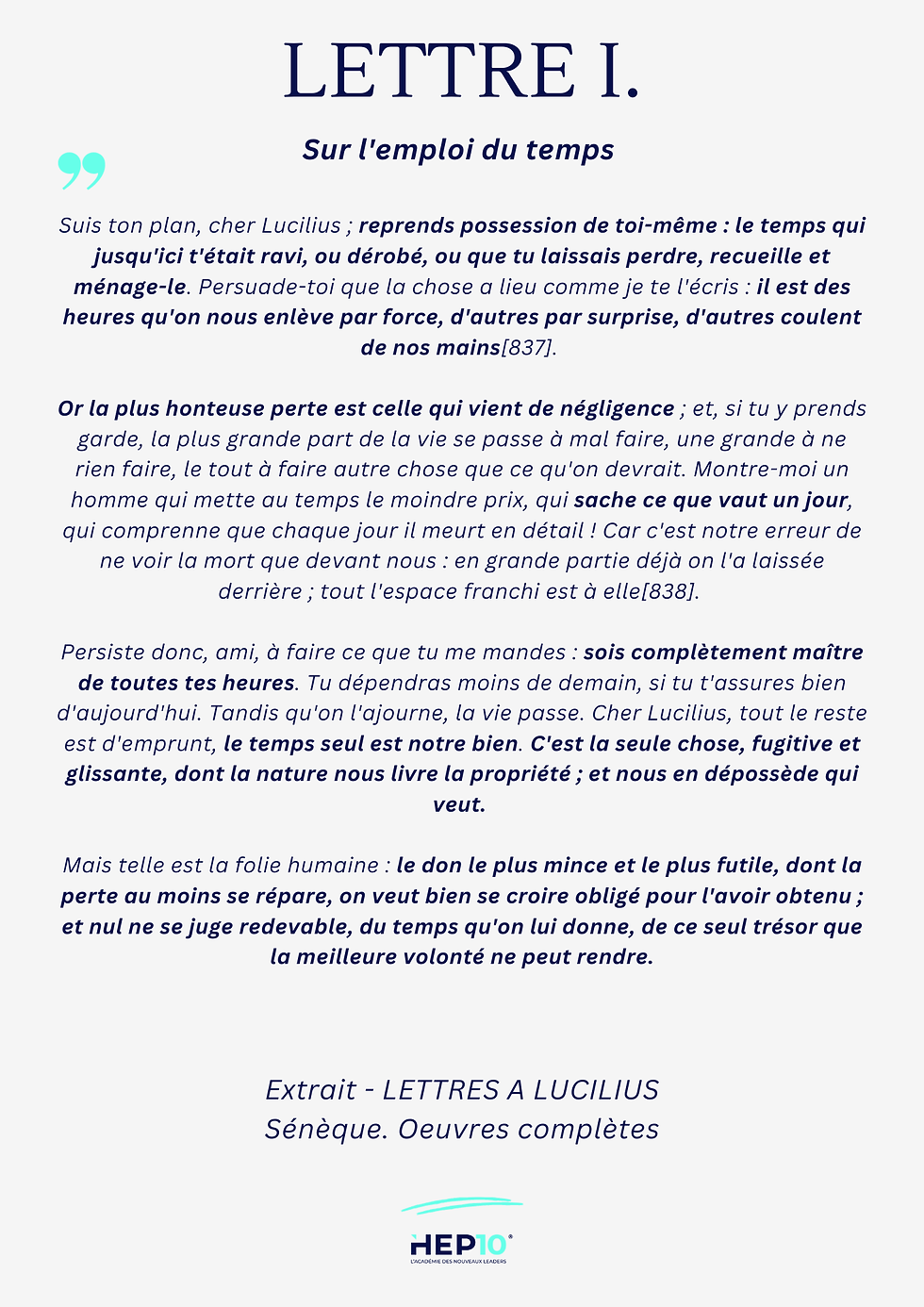 lettre 1 seneque emploi du temps