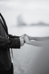 Engagement photoshoot of a couple in Barceloneta beach in Barcelona Spain