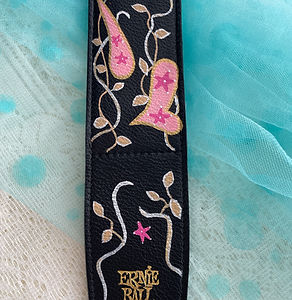 Pink Blossom Hand-Painted Guitar Strap