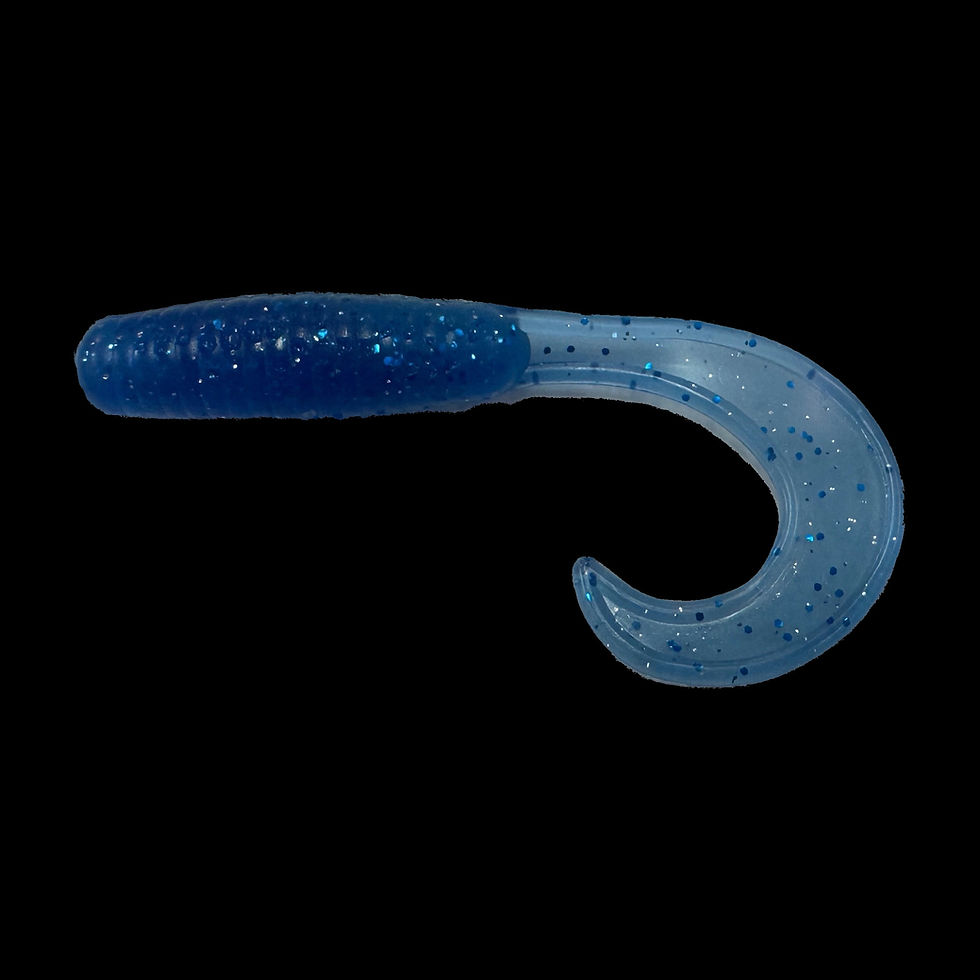 Brush Vortex Blue Ice curly tail soft plastic fishing lure