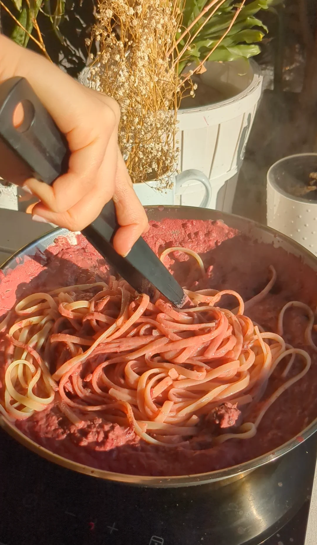 beetroot kimchi pasta