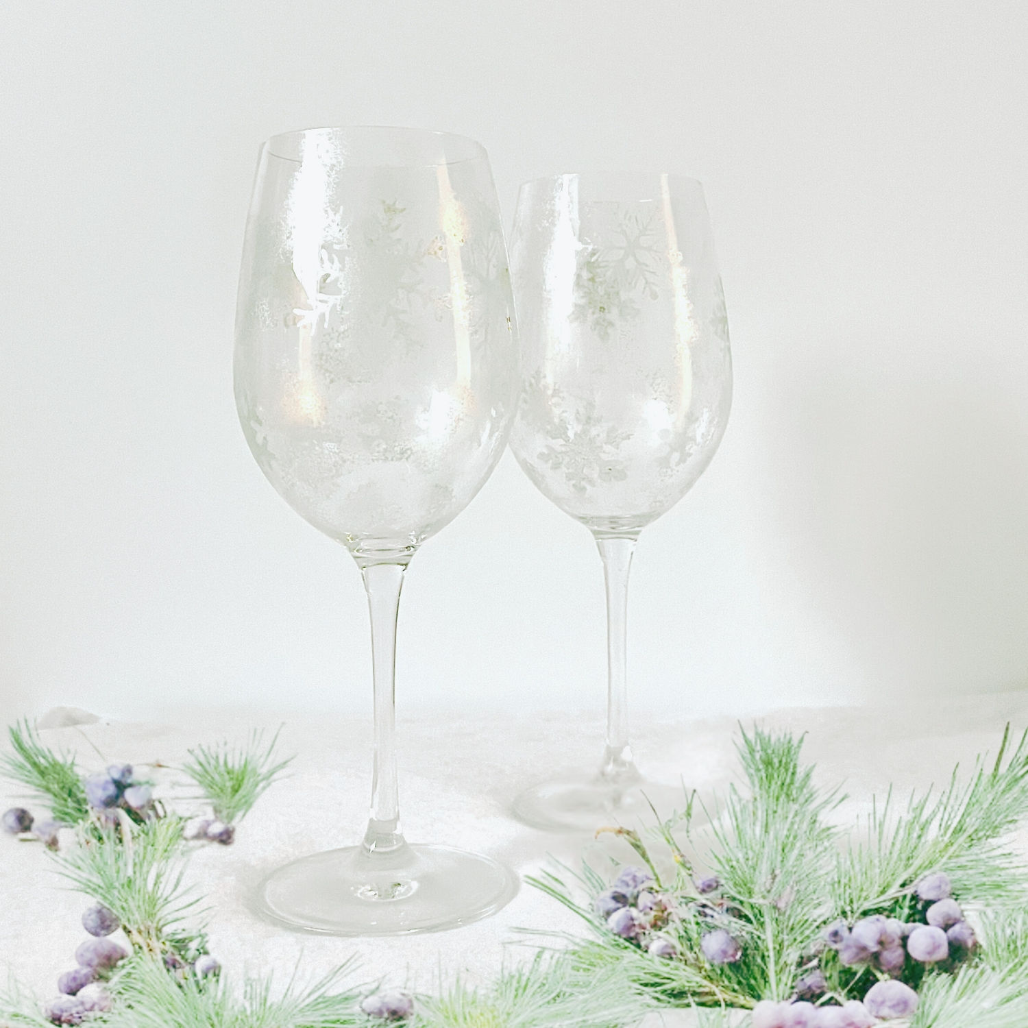 Duo de coupes à vin | Flocons givrés