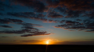 Sunset over a field in Norfolk, England.