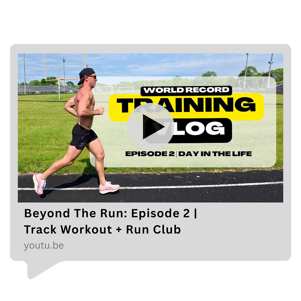 Image of a youtube video cover linked to a youtube video of a man running, world record training vlog. Day in the life episode 2