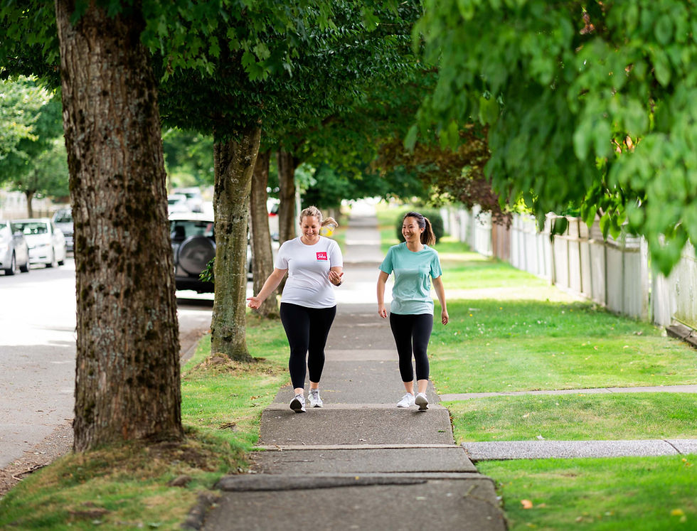 Two women walking down a Vancouver