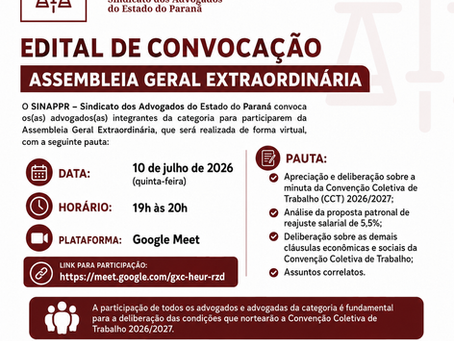 EDITAL DE CONVOCAÇÃO – ASSEMBLEIA GERAL EXTRAORDINÁRIA DA CCT