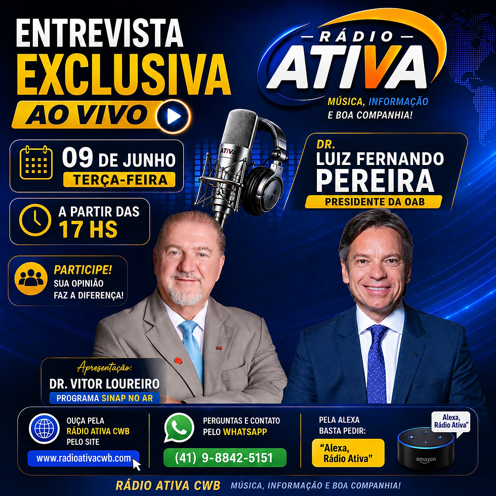 Entrevista do presidente da OAB Paraná, Luiz Fernando Casagrande Pereira, no Programa SINAP no Ar da Rádio Ativa CWB, apresentado por Vitor Hugo Loureiro.