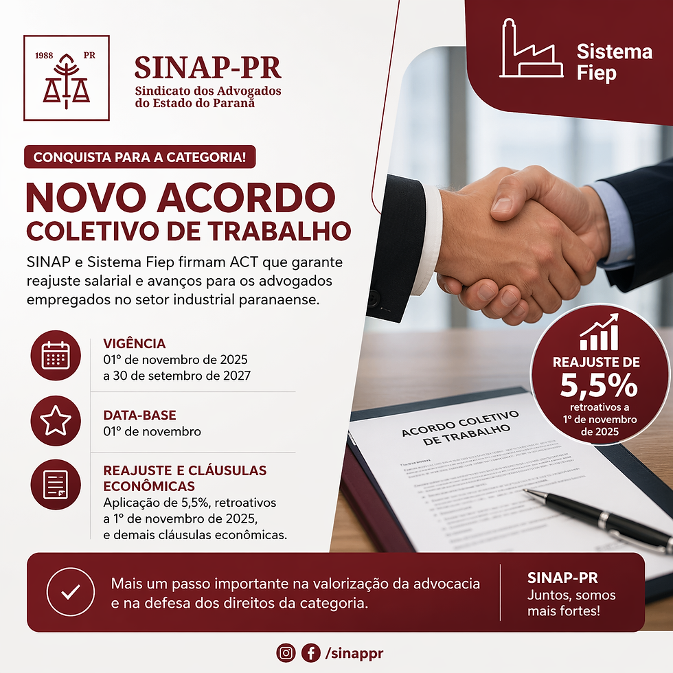 SINAP firma ACT para os Advogados do Sistema FIEP