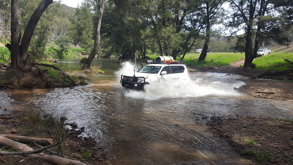 4WD vehicle for surveying jobs Sydney crossing a river