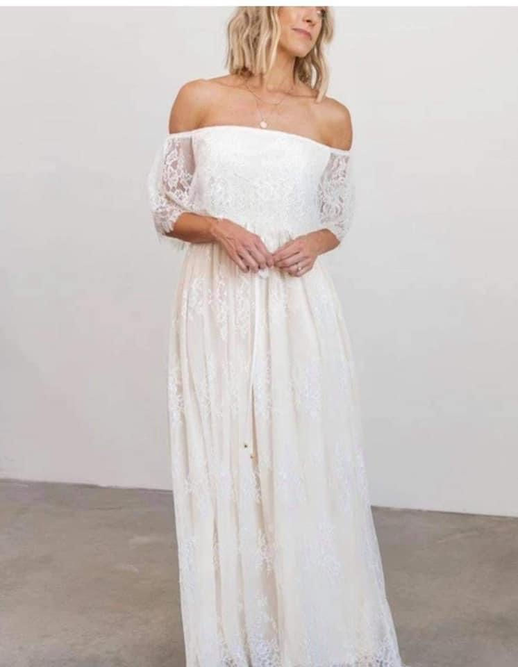 Guinevere Lace Maxi Dress | Off White - L